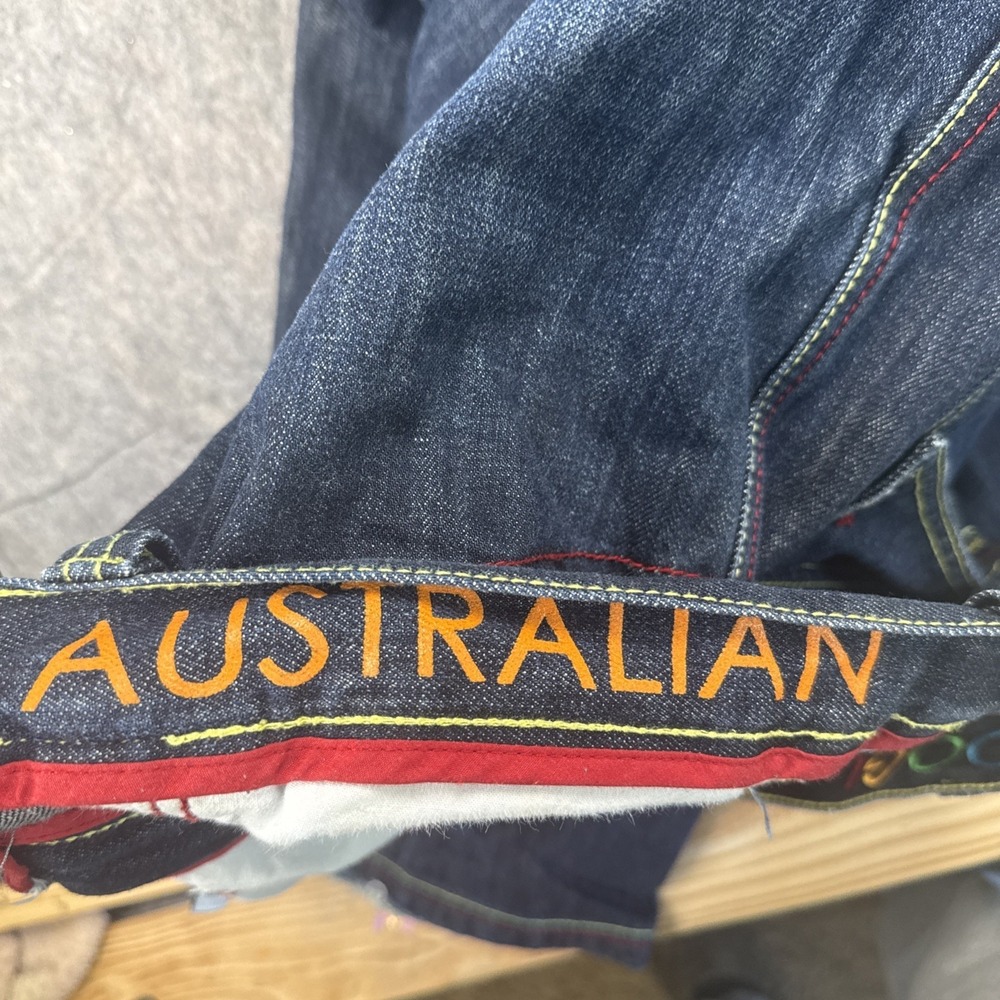 Vtg COOGI Jeans Mens sz 38x34 Embroidered Sneaker Shoes‎ Rainbow Blue Denim Y2K - Picture 15 of 16